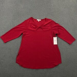 Sympli Twist Top size 12 Red 3/4 Sleeve ‎ Stretch Jersey $185 NWT